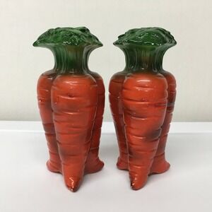 Vintage Bunch of Carrots Ceramic Salt and Pepper Shakers Japan Kitschy 6" Tall